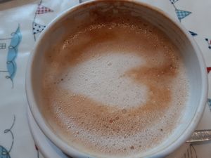 Oat milk is as standard, this is an oat latte at Blondes in Cottingham 100% fully vegan cafe at Blondes in Cottingham