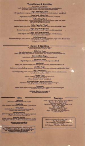 Menu with great vegan options! at The Mad Batter in Cape May