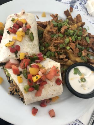 vegan black bean wrap with loaded vegan fries at The Mad Batter in Cape May