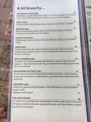 Vegan menu - page 1 at Dear Daisy in Forestville