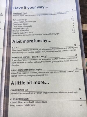 Vegan menu - page 2 at Dear Daisy in Forestville