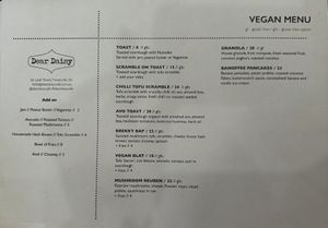Updated vegan menu  at Dear Daisy in Forestville
