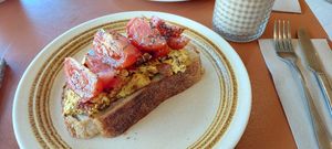 Tofu scramble with roasted tomatoes 🍅 at Dear Daisy in Forestville