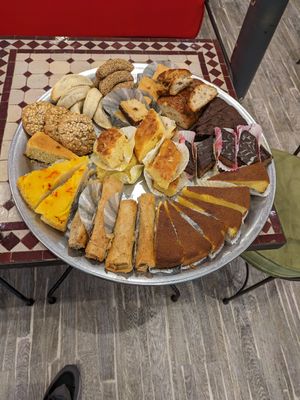 Dessert array (sadly, most sweets are not vegan) at Le Safran in Toulouse