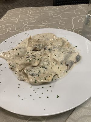 Vegan ravioli with potato and walnut filling  at Felice Ristorante Pizzeria in Lucca