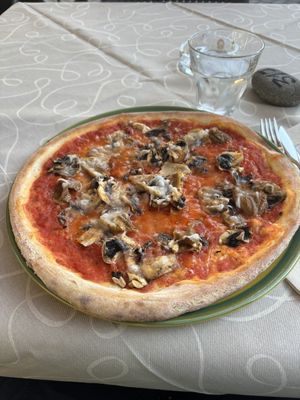 Mushroom pizza  at Felice Ristorante Pizzeria in Lucca