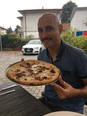 Mushroom pizza! at Felice Ristorante Pizzeria in Lucca