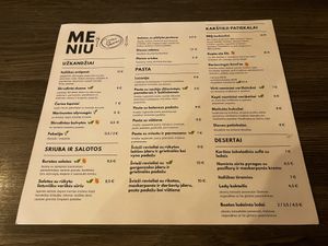 Menu (1)  at Jurgis ir Drakonas in Vilnius
