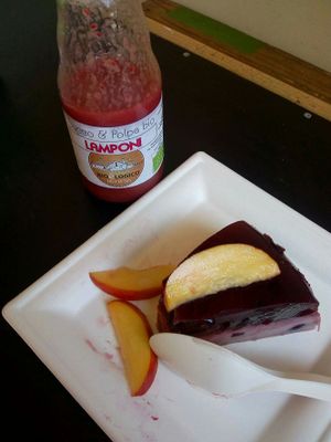 delicuous fruit jelly pie, creamy and tasty (sorry I already started, looked to good to resist) at Mangia la Foglia Bio  in Parma