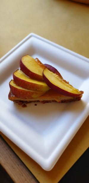 Peach pie at Mangia la Foglia Bio  in Parma
