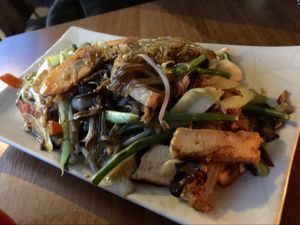 tofu / noodle / veggies platter at Soy in Berlin