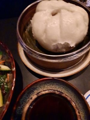 Bun filled with mushrooms and spicy sauce at Soy in Berlin