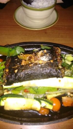 dish wrapped in noori sauce with sooooo many flavours. wow at Soy in Berlin