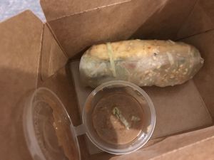 Summer roll with peanut sauce (there were 2 originally)  at Soy in Berlin