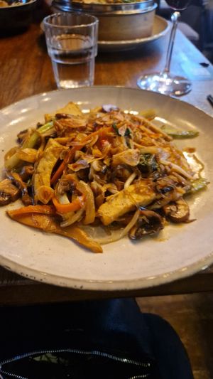 Fried glass noodles tofu at Soy in Berlin