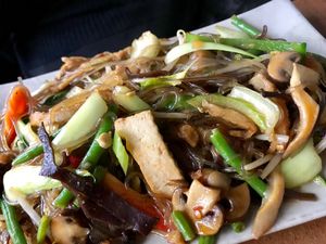 veggie & todu & fried glass noodles at Soy in Berlin