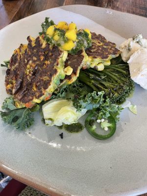 Sweetcorn fritters   at Livefast Cafe in Halls Gap