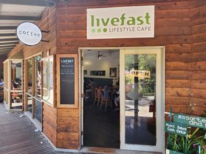 Entrance at Livefast Cafe in Halls Gap