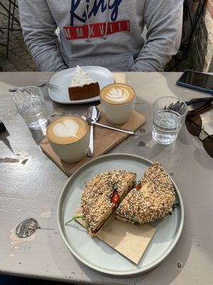 Vegan veta bagel and Mohncheescake   at Bell and Beans in Lueneburg