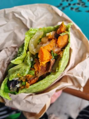 Sweet potato burrito at Whole Foods Market in Houston