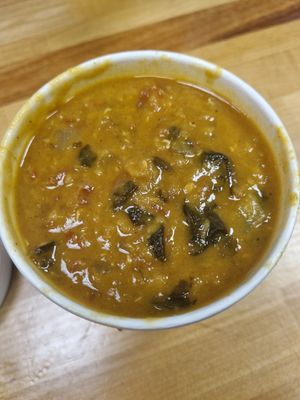 Lentil spinach soup at Whole Foods Market in Houston