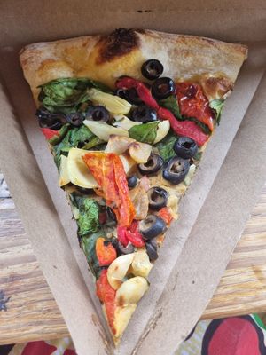 Vegan pizza at Whole Foods Market in Houston