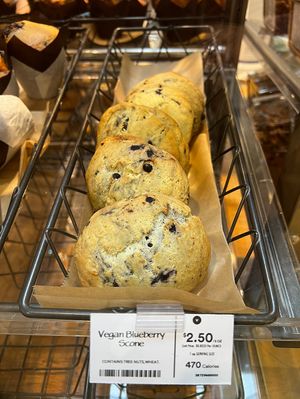 Vegan Blueberry scones in the pastry case  at Whole Foods Market in Dayton