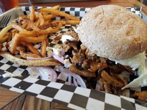 No Evil Foods bbq sandwich (upstairs) at Whole Foods Market in Asheville