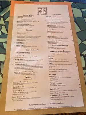 Menu  at Kaya in Pittsburgh