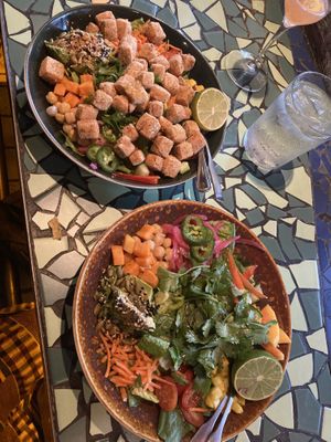 Rainbow Salad (w/ crispy tofu on left Anna not tofu on the right)    at Kaya in Pittsburgh