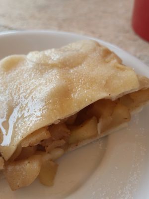 Apple strudel for breakfast. at Pane e Marmellata in Ghasri
