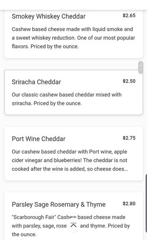 Menu at Fru Fru Terra in Portland