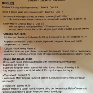 Menu - Back page  at Fru Fru Terra in Portland