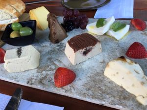 Sample Tray; Gouda, Black Garlic, Mozzarella , Aged White Cheddar, and more at Fru Fru Terra in Portland