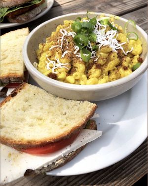 Caprese sandwich & CUP of Mac & Cheese at Fru Fru Terra in Portland