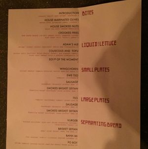 Separate vegan menu at Crooked Ewe Brewery and Ale House in South Bend