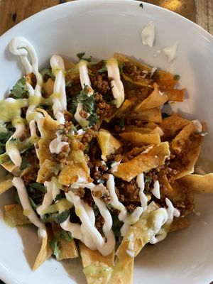 Chilaquiles with chorizo   at Crooked Ewe Brewery and Ale House in South Bend