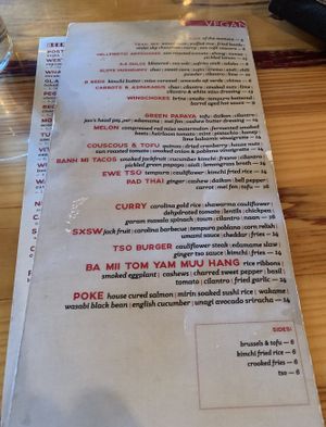 Vegan menu! at Crooked Ewe Brewery and Ale House in South Bend