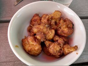 Fried cauliflower, with tso sauce at Crooked Ewe Brewery and Ale House in South Bend