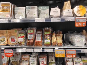 Vegan sausages and cheeses at NaturaSi - X Giornate in Brescia