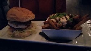 chilli cheese fries and cheese burger  at The Buckingham in Edmonton