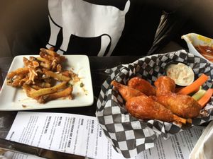 Poutine and chic’n drummies at The Buckingham in Edmonton