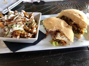 BBQ Burger with Poutine  at The Buckingham in Edmonton