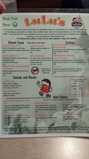 Meat-Free Menu at Lulu's Thai Noodle Shop in Kansas City