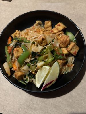 Vegan drunken noodles with tofu   at Lulu's Thai Noodle Shop in Kansas City