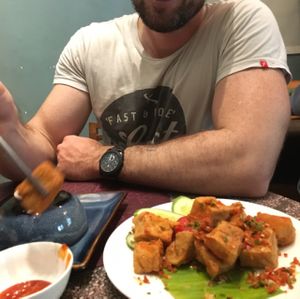 sooooo yummy and tasty. fried salt and pepper tofu.  at Bong Sung Vegetarian Food - District 1 in Ho Chi Minh City