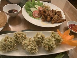 Taro rice balls & Seitan  at Bong Sung Vegetarian Food - District 1 in Ho Chi Minh City