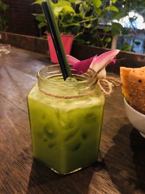 Deliciously tart ambarella cherry (superfood) juice  at Bong Sung Vegetarian Food - District 1 in Ho Chi Minh City