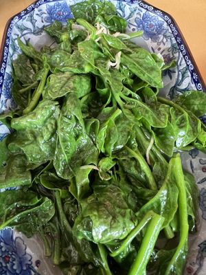 Clean stir fried baby Malabar spinach  at Qi Fu Healthy Park VegeHouse 7 福健康素食园 in Skudai