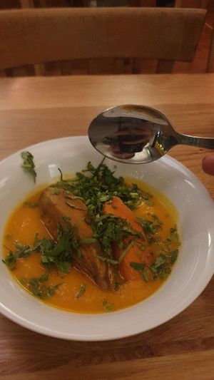 Soupe de patate douce et coriandre at Le Bichat in Paris